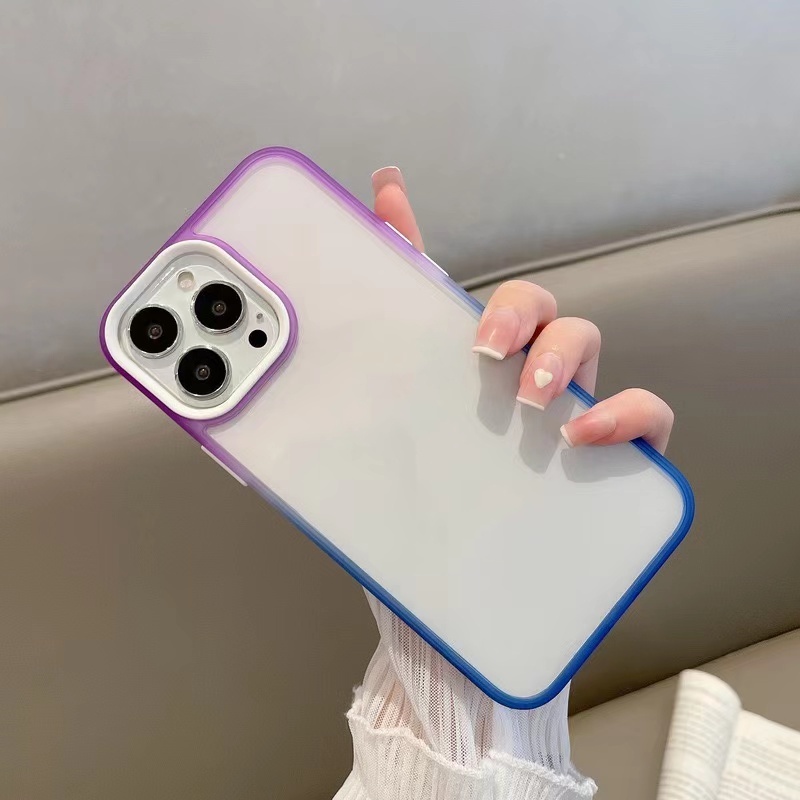 Case Transparan Warna Gradasi Pelangi Untuk iPhone 13 Pro max 12 Pro max 11 Pro max