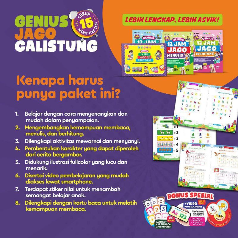 

Buku Belajar Anak 4+ Genius 12 Jam Jago Calistung