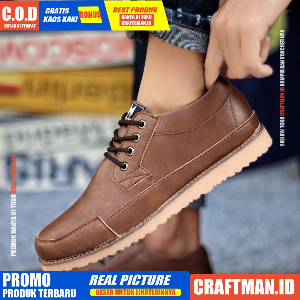 CRAFTS - Sepatu Formal Sepatu Pria Casual Kerja Kantor Kulit Pu Sneakers Casual Pantofel Pria Sepatu Kerja Kantor Pria Ori Sepatu Kasual Semi Formal Kuliah Gaya Santai Keren Terlaris