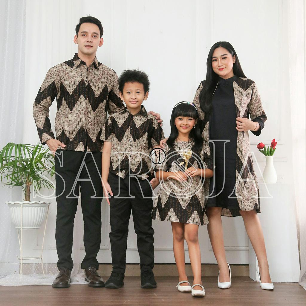 SAROJA | Couple Batik Keluarga Tunik Zigizaga | Dress Wanita Kantor Casual | Couple Natal Keluarga | Couple Natal Pasangan | Dress Natal Jumbo | Baju Natal Couple Keluarga Ayah Ibu Anak