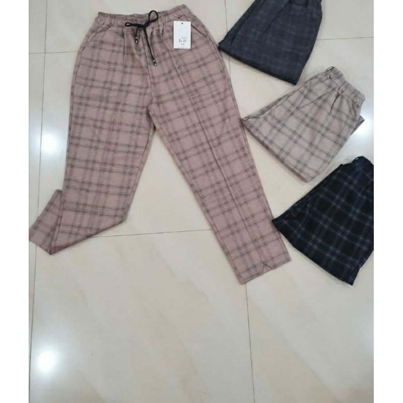 fhasian wanita-celana kotak tulang bluebery joger premium import-termurah/terbaru/terlaris