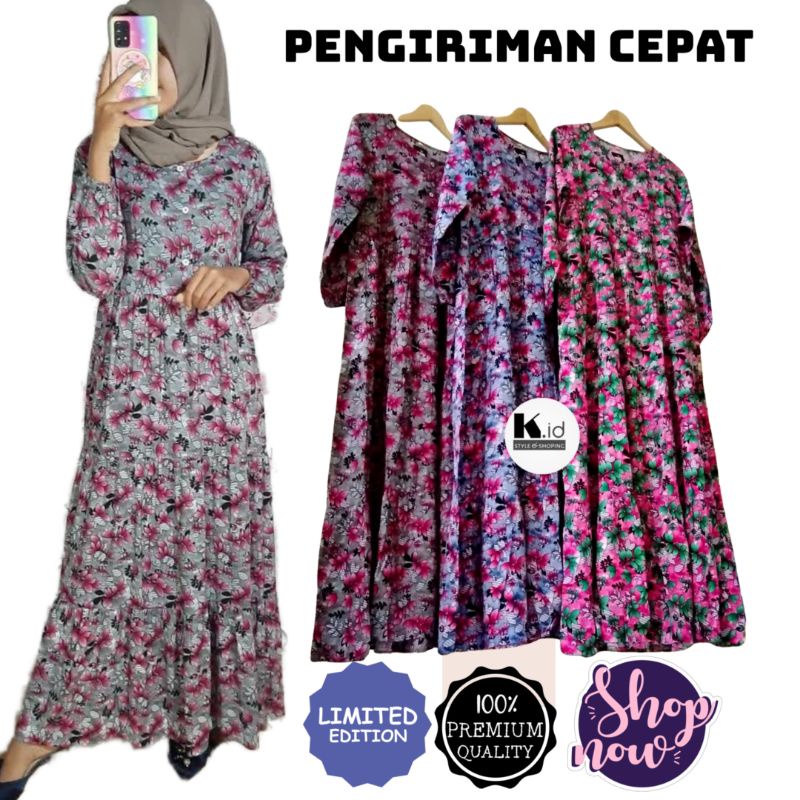 GAMIS TERBARU MOTIF BUNGA KECIL DRESS BUSUI BAJU MUSLIM DEWASA PREMIUM GRATIS ONGKIR