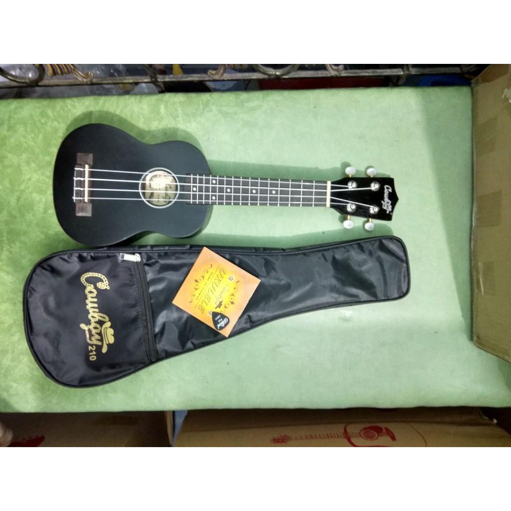 Ukulele Soprano Merk Cowboy Original Tipe UK-21 BK Warna Hitam Jakarta Murah Bonus Tas Senar Pick