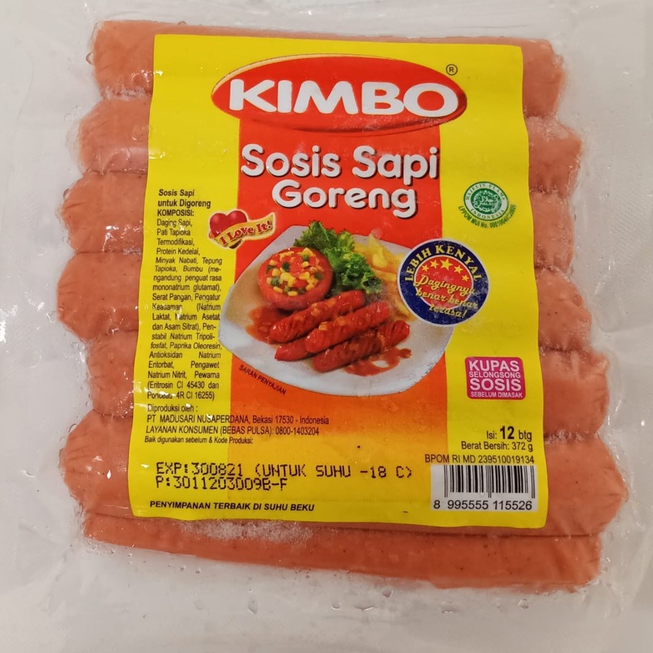 

KIMBO Sosis Sapi Goreng isi 12 Pack 372gr