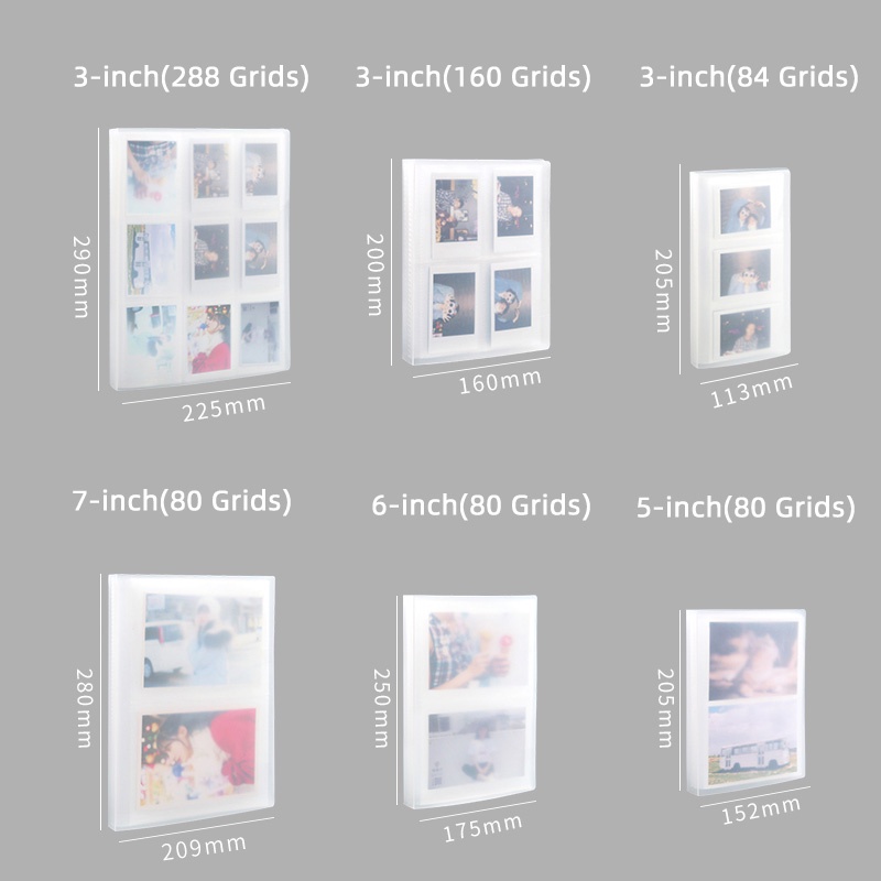 288 Grids Transparent Frosted Interstitial Album 3/6 Inch Photo Storage Album