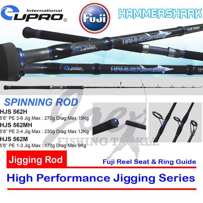 Eupro Hammer Shark Hjs562Mh Pe 2-4 Spinning Jigging Rod Joran Pancing