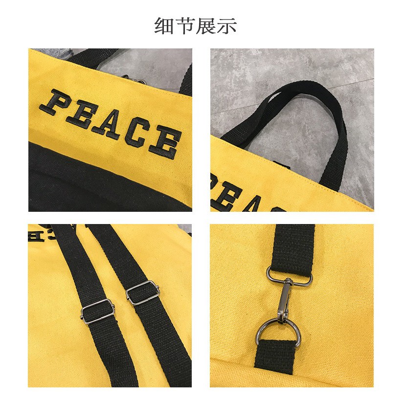 Tas Ransel Kanvas Peace Multifungsi Kuning Import