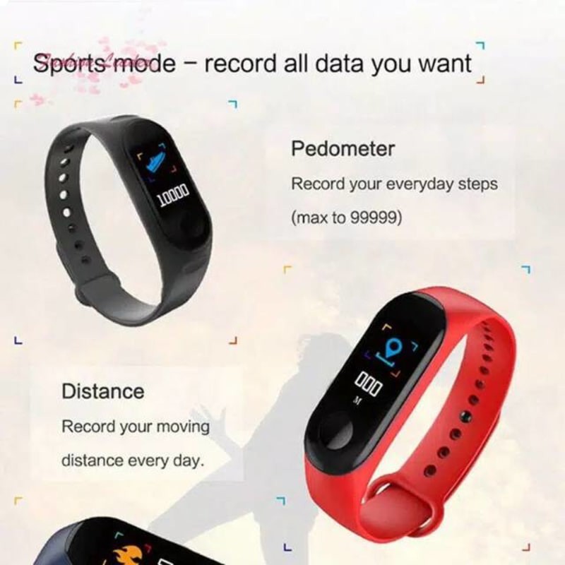 READY STOCK M3 Smartwatch Bluetooth dengan Monitor Detak Jantung Anti Air