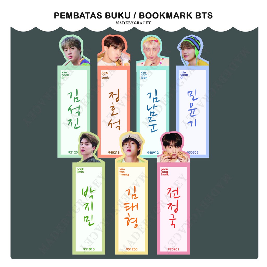 

[PO] Pembatas Buku BTS / Bookmark BTS KPOP Jin RM Suga JHope Jimin V Jungkook