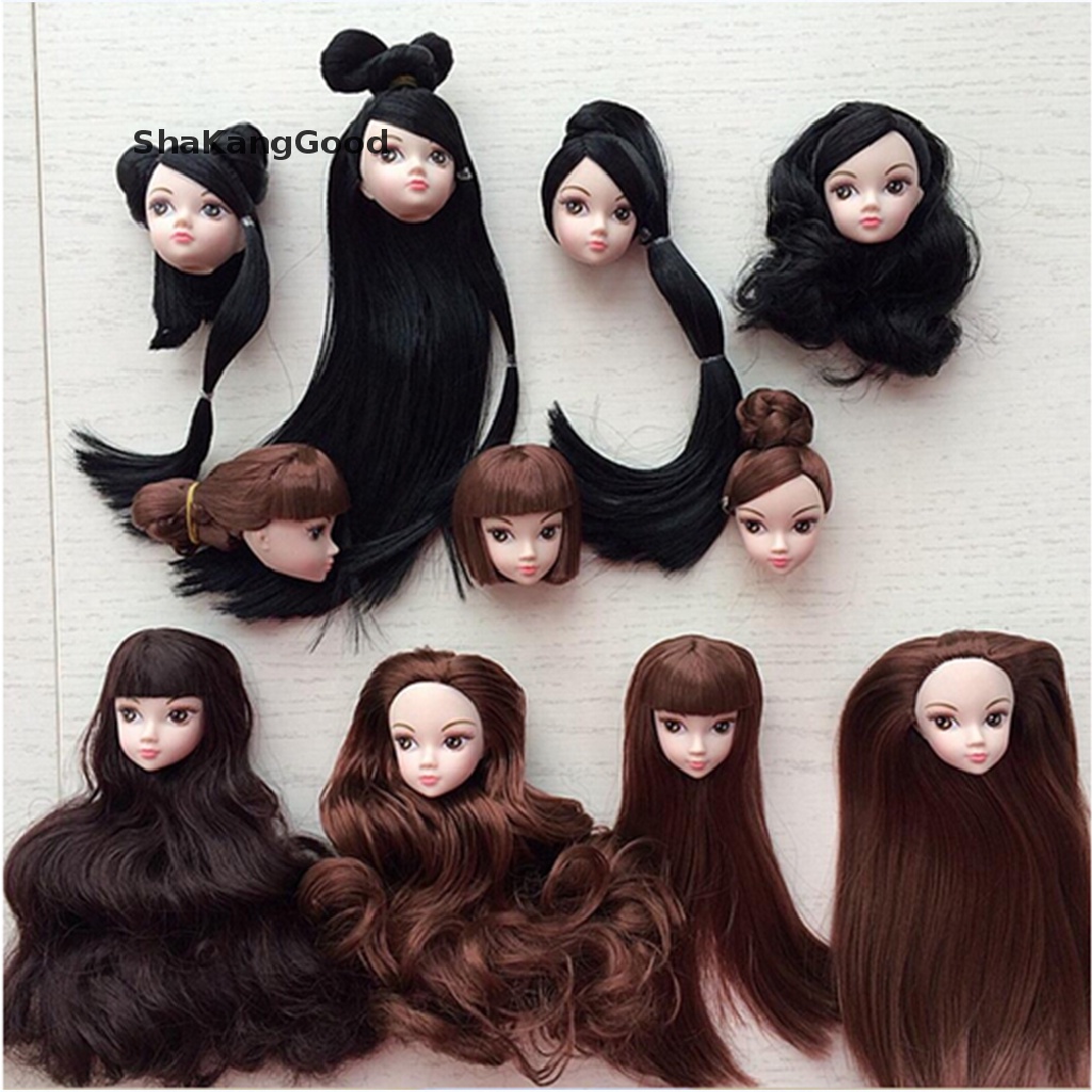 Skid Kepala Boneka Barbie BJD 1 / 6 Dengan Rambut DIY