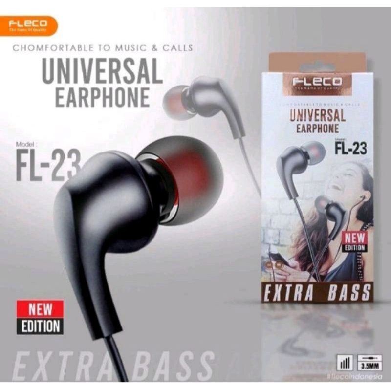 Headset Fleco FL-23 Extra Bass Universal Earphone New Edition Extra Bass Stereo