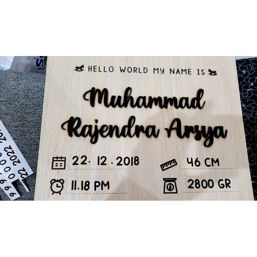 Papan Nama Biodata Bayi Kado MDF