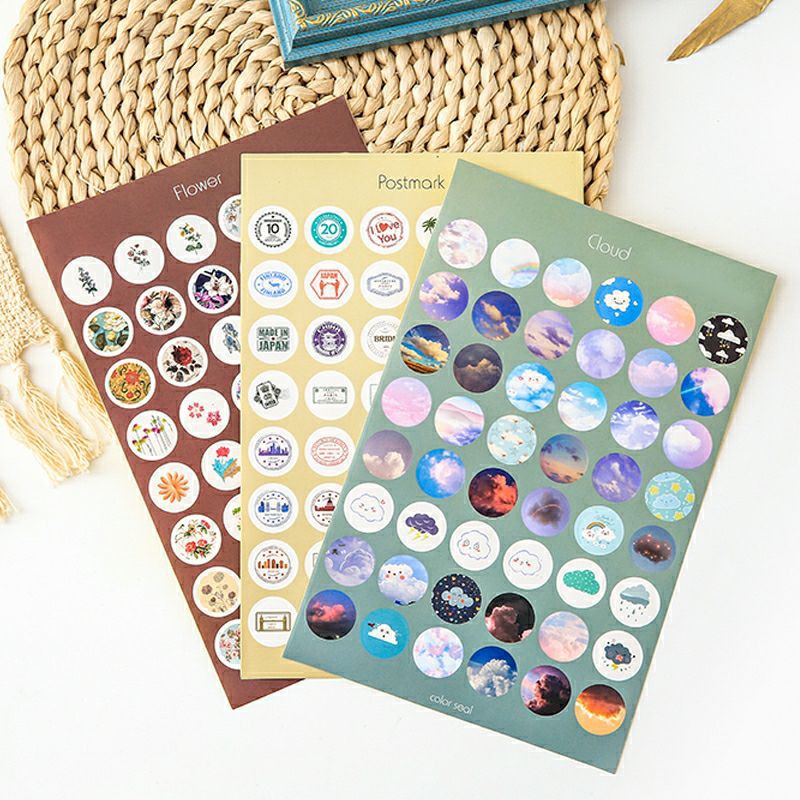 

DEIGOODS❤ NEW MOTIF✨ Sticker Dot / Stiker Kertas Dekor Macaron Dot Paper DIY Planner Scrapbook / Stiker Bulat
