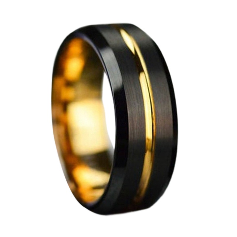 Fancyqube Cincin Bahan Stainless Steel Warna Hitam Matte Ukuran 8mm Untuk Pria
