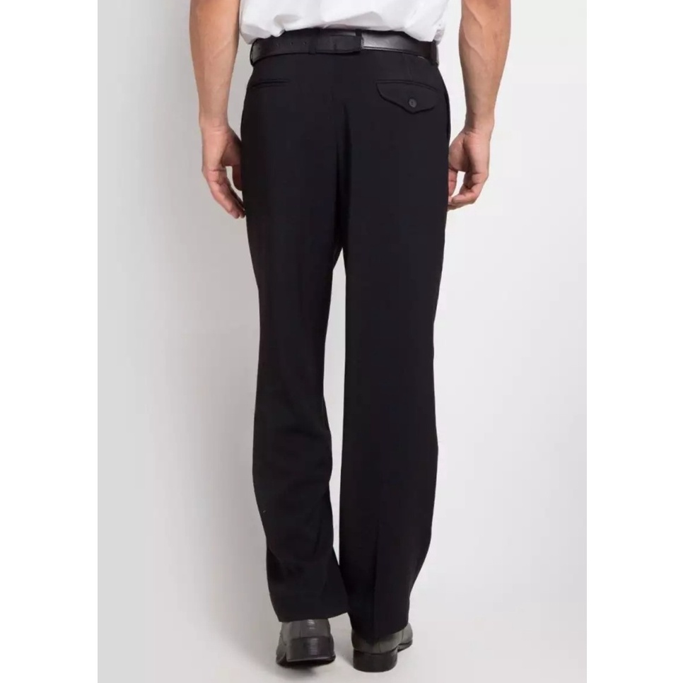 Lesta Langgeng Celana Formal Pria Dewasa Semy Beggy Kain Teflon Hitam Polos Panjang 27-40 Jumbo
