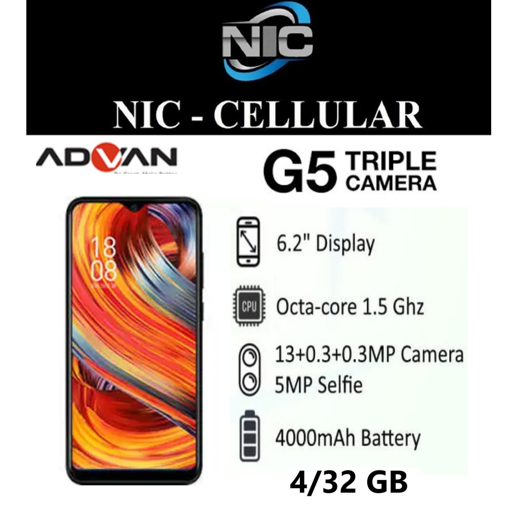 Advan G5 RAM 4/32 GB RAM 4 GB , Internal 32 GB Garansi Resmi