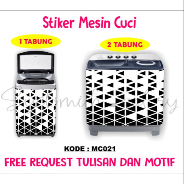 STIKER MESIN CUCI 1 TABUNG DAN 2 TABUNG MOTIF MONOCHROME