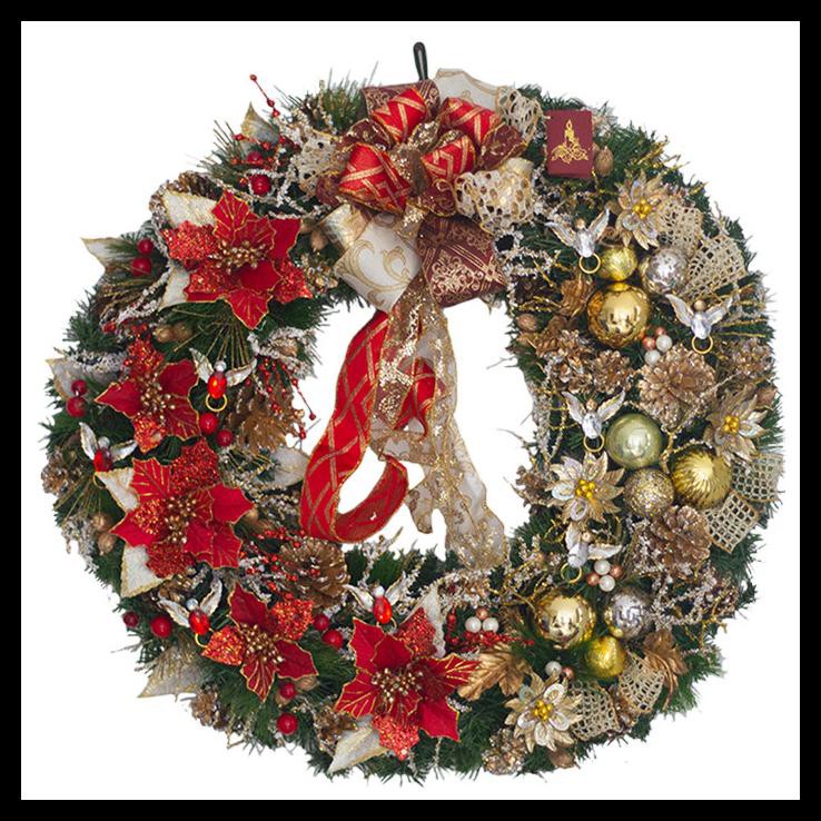 Jual Hiasan Natal Wreath Mistletoe King Gold Red Shopee Indonesia