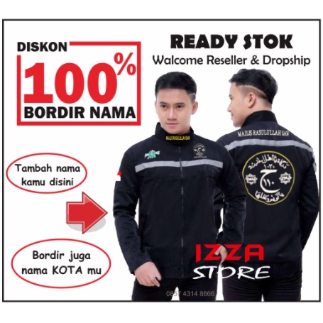 (BISA COD) JAKET MAJELIS + BORDIR NAMA | Jaket majelis Rosullulah SAW / Jaket MR Darkah Jaket sholawat Majlis Rasulullah SAW