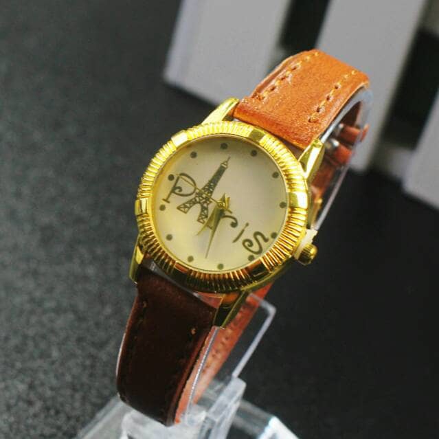 jam tangan alba paris wanita / jtr 1029 coklat plat gold