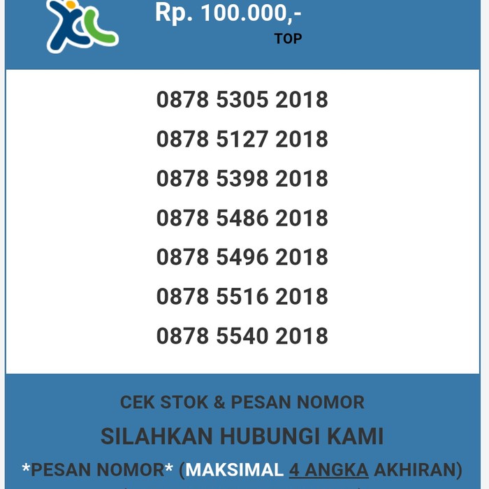 Nomor cantik XL murah tahun lahir 2018 XL dan AXIS T5888-100