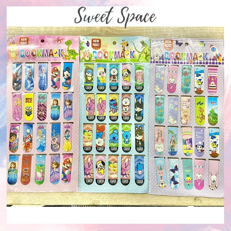 PEMBATAS BUKU 1 LEMBAR ISI 20PCS / BOOKMARK MOTIF KARTUN [SWEETSPACE]