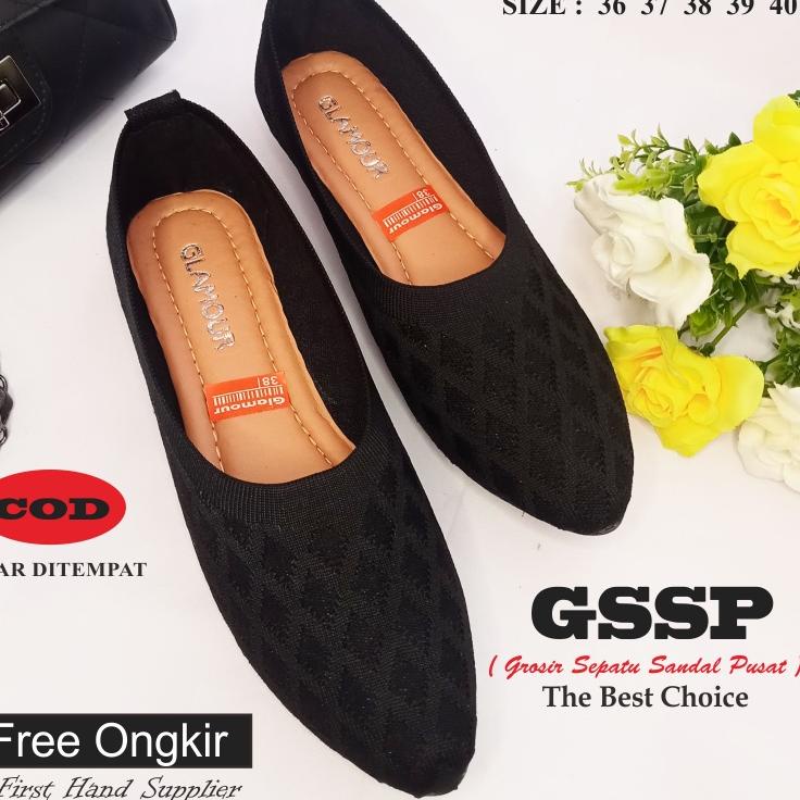 Keluaran Terbaru.. GSSP - Sepatu Flat Rajut Import (motif rajut acak) Sepatu Balet Wanita Premium Me