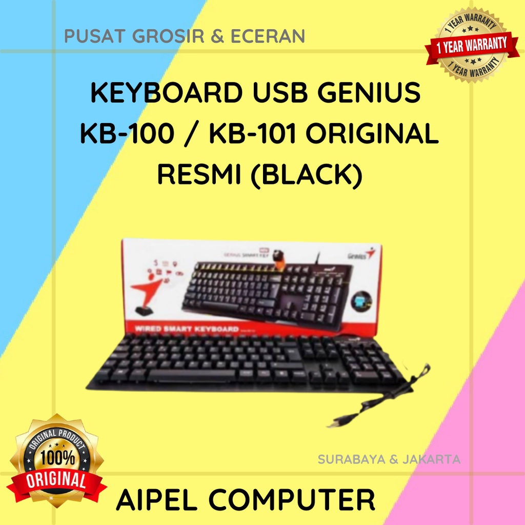 KB1 | KEYBOARD USB GENIUS KB-100 / KB-101 ORIGINAL RESMI (BLACK)