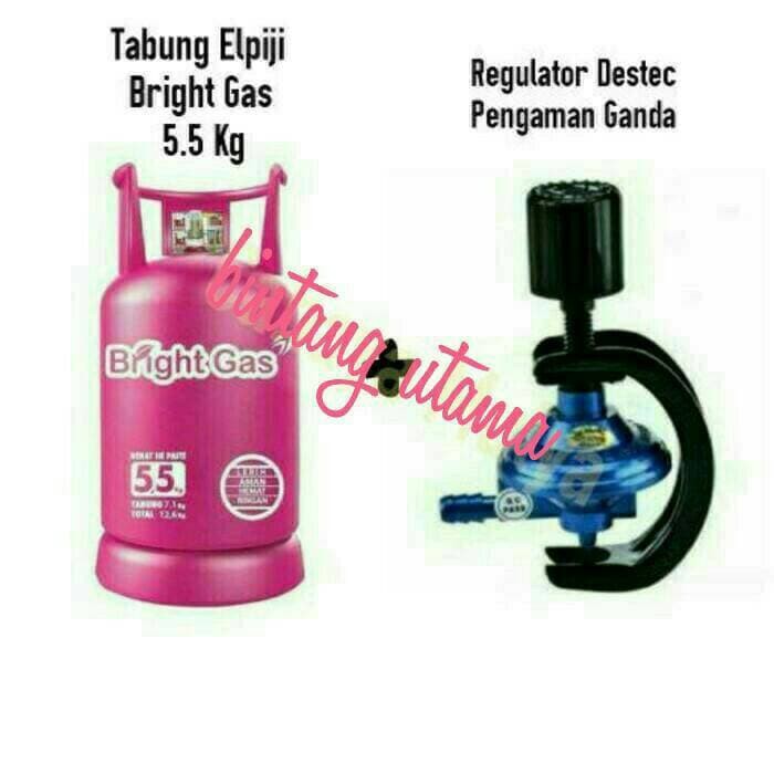 tabung bright gas+isi+regulator destec,anti bocor kualitas bagus.