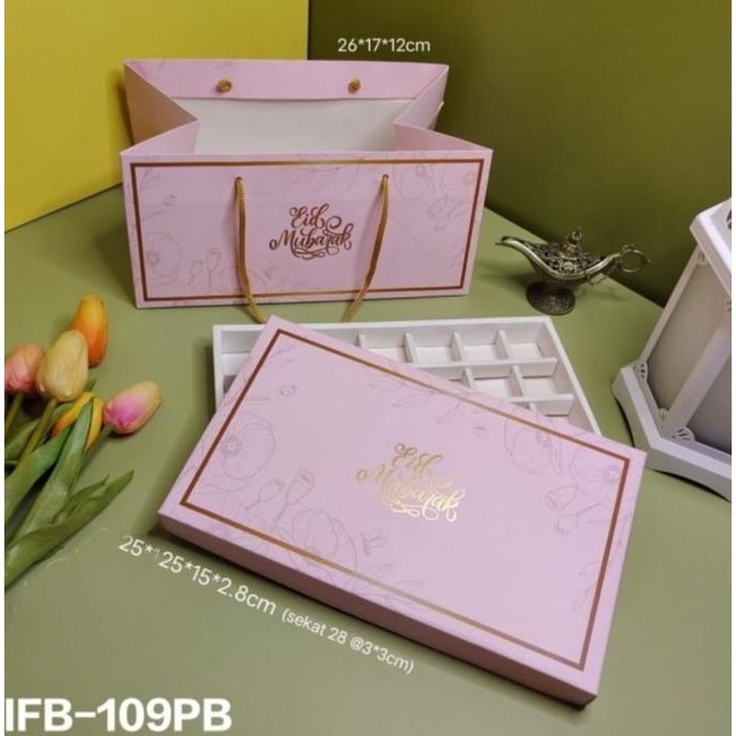 

+++++] Box Nastar Lebaran fitri Set Paperbag Box sekat Nastar Idul fitri