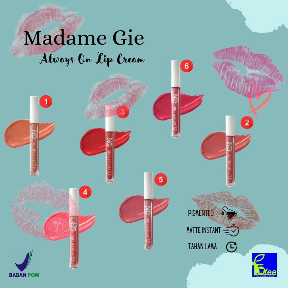 [LOCAL] - Madame Gie Always On Lip Cream BPOM | Lipcream lipstick lipstik