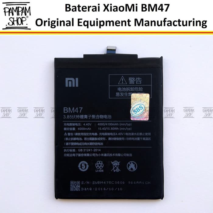 Baterai XiaoMi BM47 Redmi 3 Pro 3S 4X Original OEM Battery Batrai Batre BM 47 Xiao Mi Ori Handphone HP