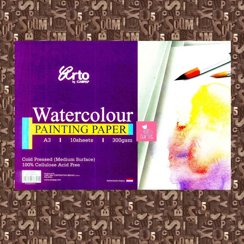 

Arto Cellulose A3 300Gsm Watercolour Painting Paper Kertas Gambar Media Cat Air 300 gsm 10 Lembar