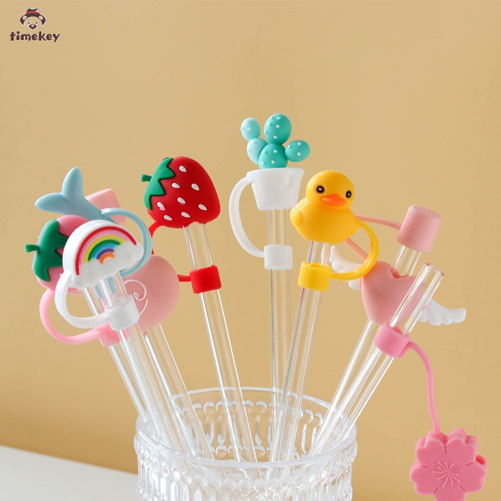 【TK】Cute Cartoon Straw Silicone Plug Resuable Anti-Dust Cap for Straws Glass Straw Stainless Steel Staw Tips Bottle Accessories