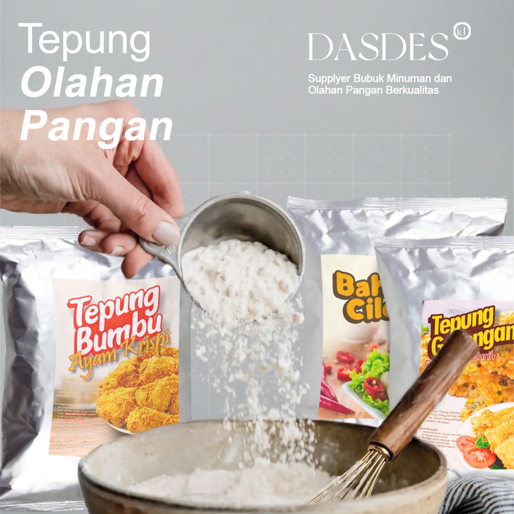 

TEPUNG BUMBU | TEPUNG SERBAGUNA | TEPUNG KRISPY | TEPUNG DASDES | 1KG - DASDES Powder Drink