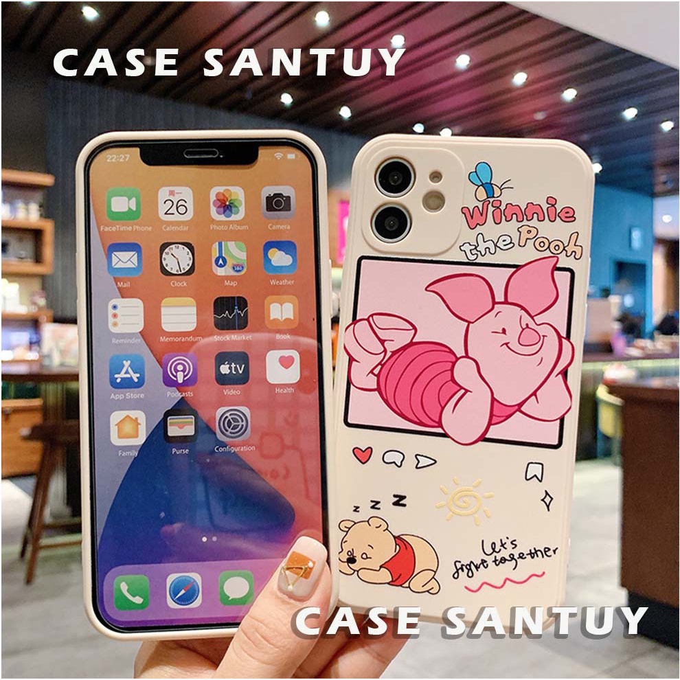 Soft Case Realme  C11 C15 C12 C17 C20 C21 C21Y C25 C25S C30 C30S C31 C33 C35 5 5 Pro 6 6i 6s 6 Pro 7i 8 8i 8  9 9i 10 4G Pro C1 C2 C3 2 Pro Winnie The Pooh Case Casing Square Edge phone back cover