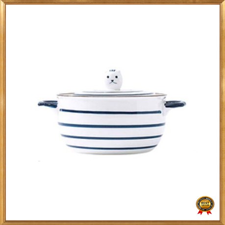 GS8 Mangkok Keramik Bowl Japanese Style Model Stripe TY-745 FANCITY White Murah