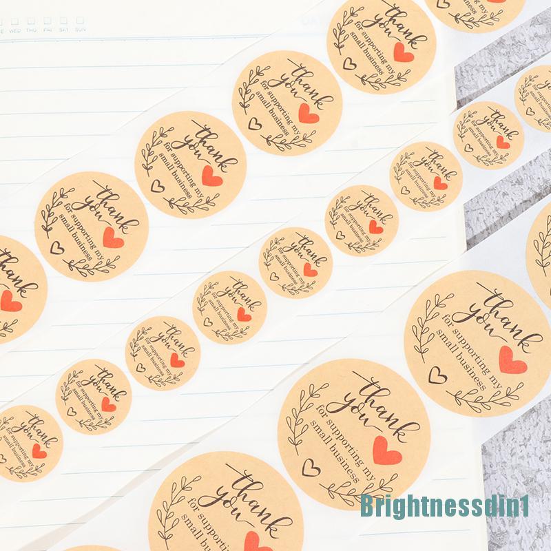 (Brightnessdin1) 500pcs / Set Stiker Label 3 Ukuran Tulisan Thank You Untuk Amplop / Scrapbook