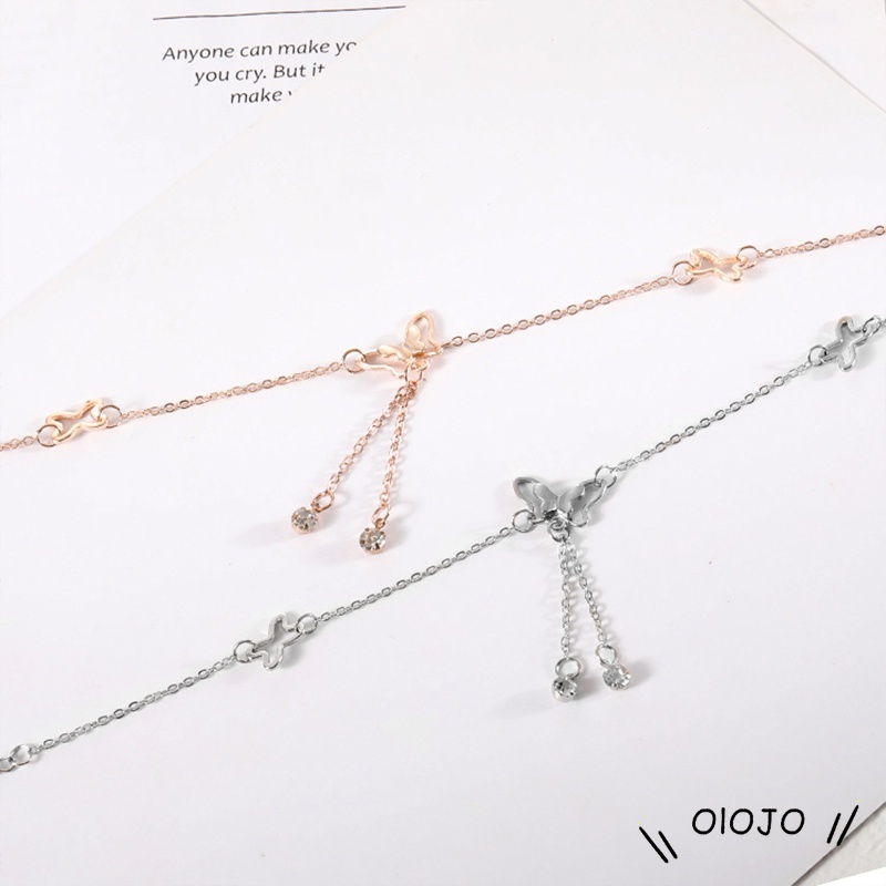 Fashion Gelang Kaki Dan Tangan Rantai Alloy Ala Korea Dengan Liontin Butterfly Kupu-kupu - ol-4