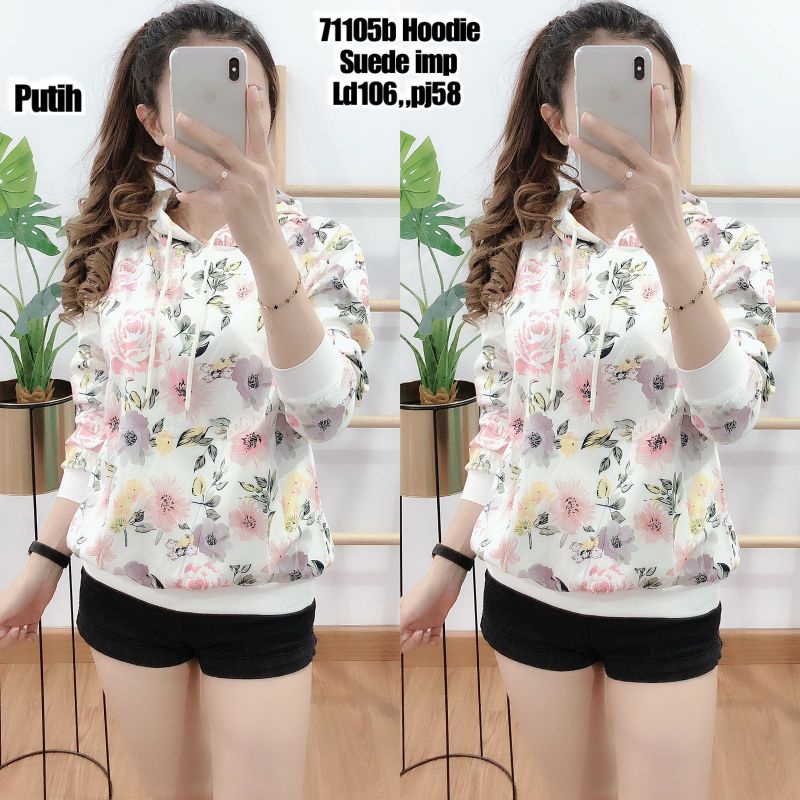 71105b Hoodie Suede imp Flower |71102b Hoodie Suede imp LV