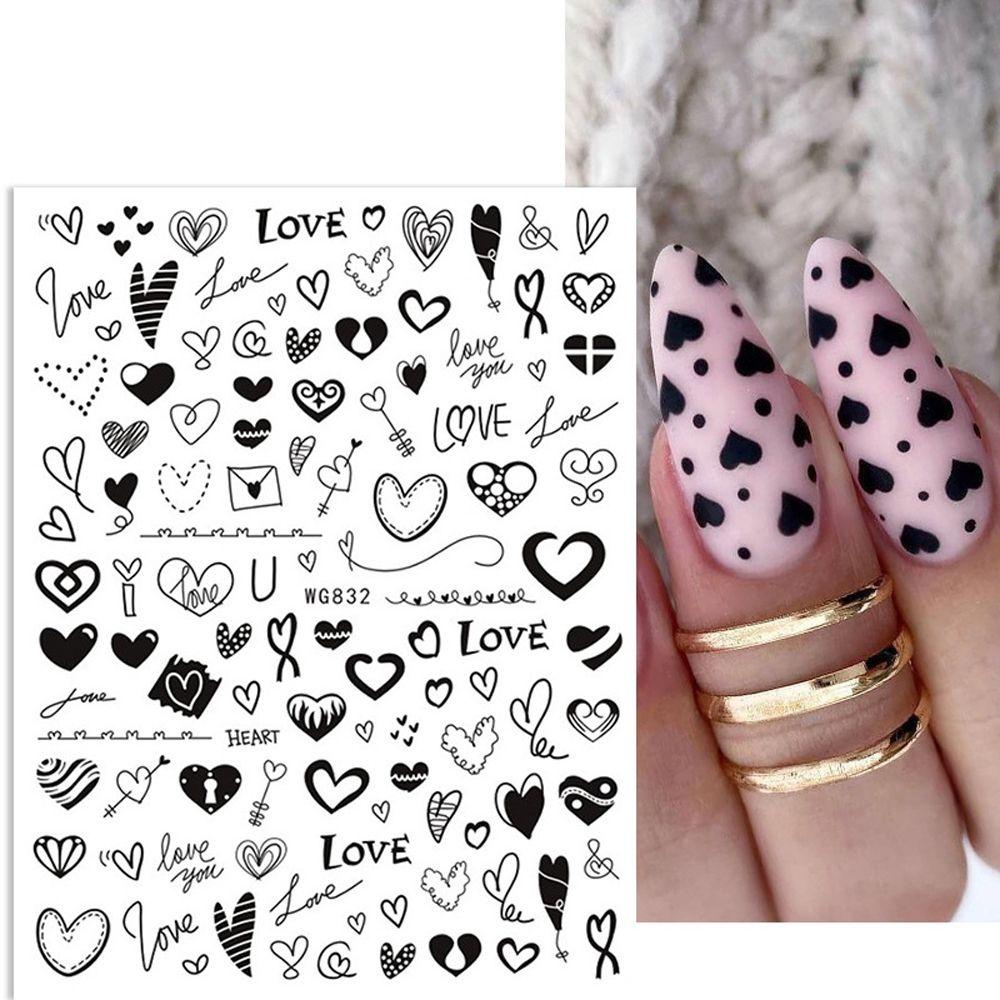 AUGUSTINA Agustina Valentine Day Stiker Kuku Gadis Hati Gelas Anggur Huruf Inggris Nail Decals