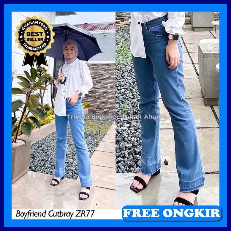 Celana Jean Panjang Crlana Jeans Wanita Celana Levis Wanita Kekinian J Boyfriend Cutbray Jeans Tebal