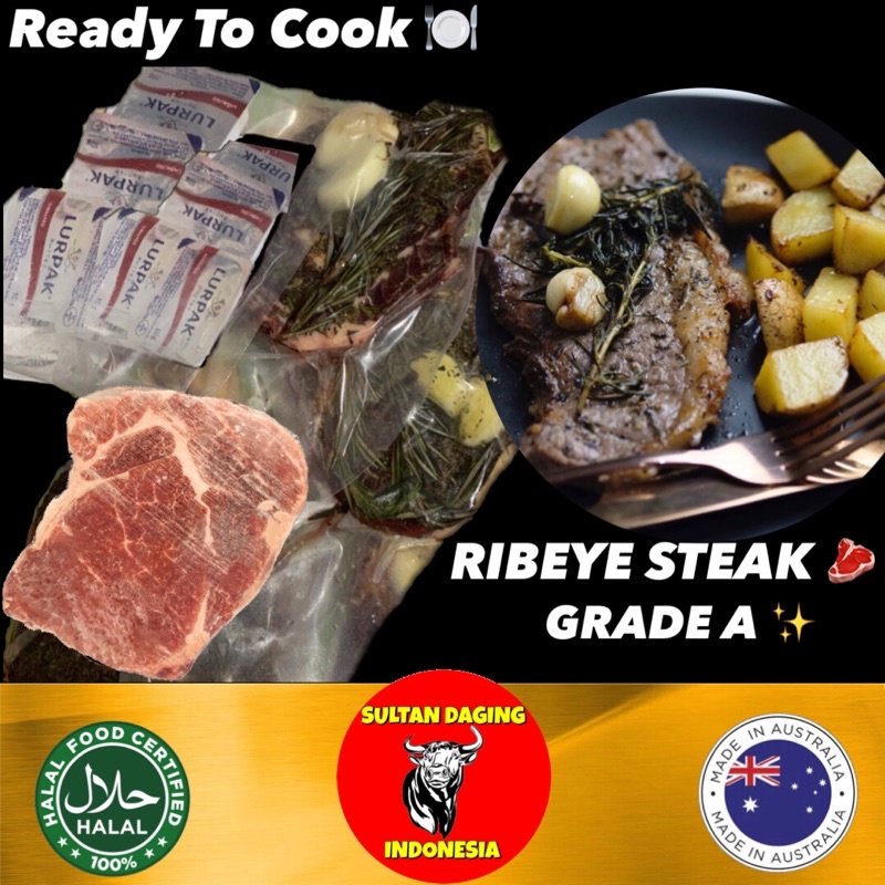 

RIB EYE BEEF STEAK GRADE A RIBEYE AUS/ STEAK MARINATED/SIAP MASAK STEAK/ STEAK MARINASI/READY TO COOK STEAK/ READY TO EAT STEAK/ STEAK MARINADE/RIBEYE