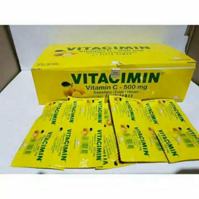 Jual Vitacimin Tablet Hisap Vitamin C 500mg, 1 Box isi 10 Strip 20