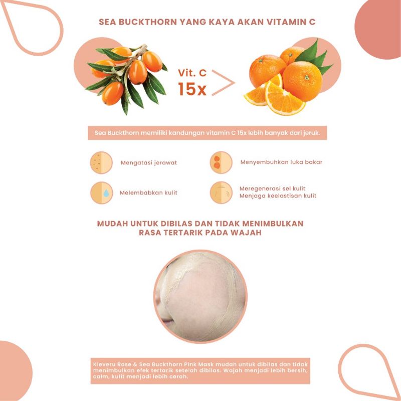 KLEVERU Rose and Sea Buckthorn Pink Mask 120gr 50gr