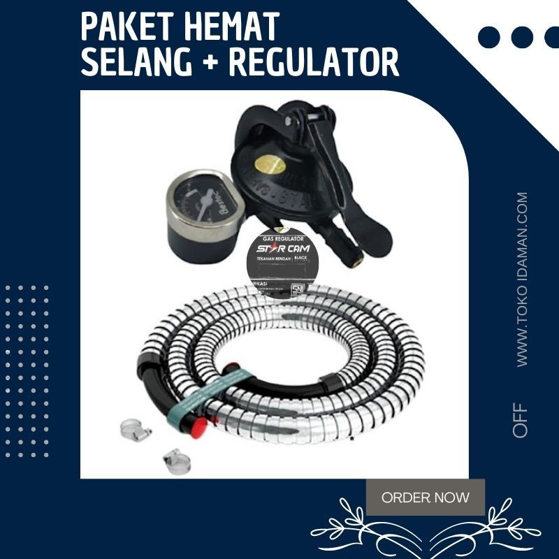 Selang Gas dan Regulator Kompor Lpg Starcam, Quantum, Destec & Winn Premium
