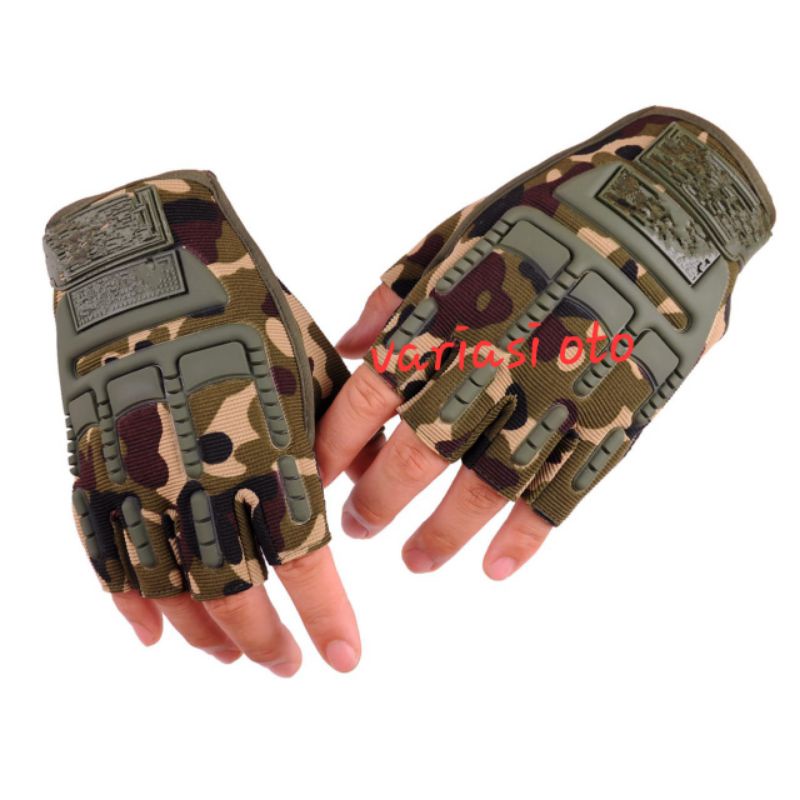 Sarung Tangan Motor  Pria Polisi Tentara Gloves Half Finger