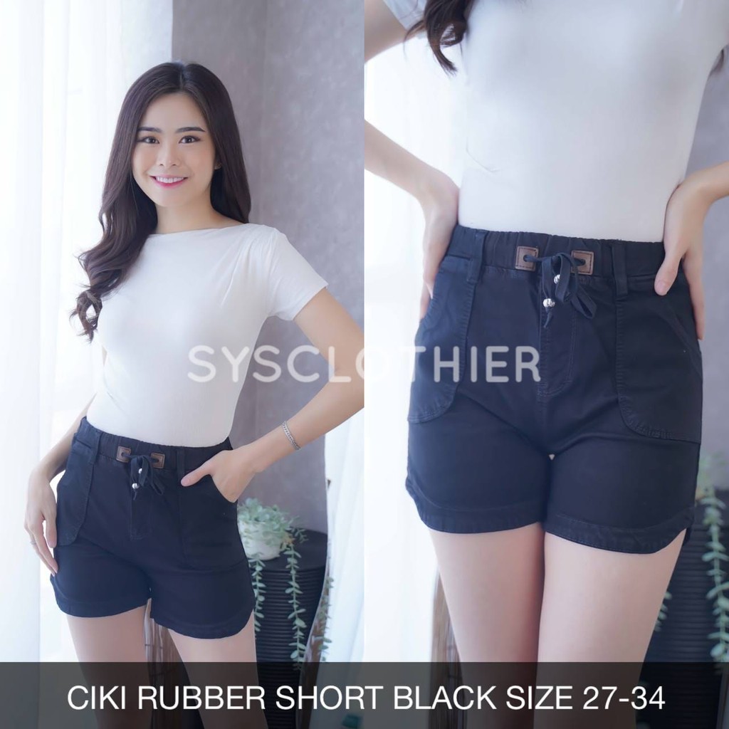 CELANA JEANS  WANITA CIKI RUBBER SHORT -SYS CLOTHIER