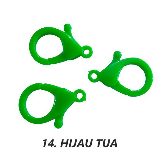 Kaitan Kokot Udang Plastik Claps Plastik Uk 35mm Warna/i Doff Harga/Pc-14. HIJAU TUA