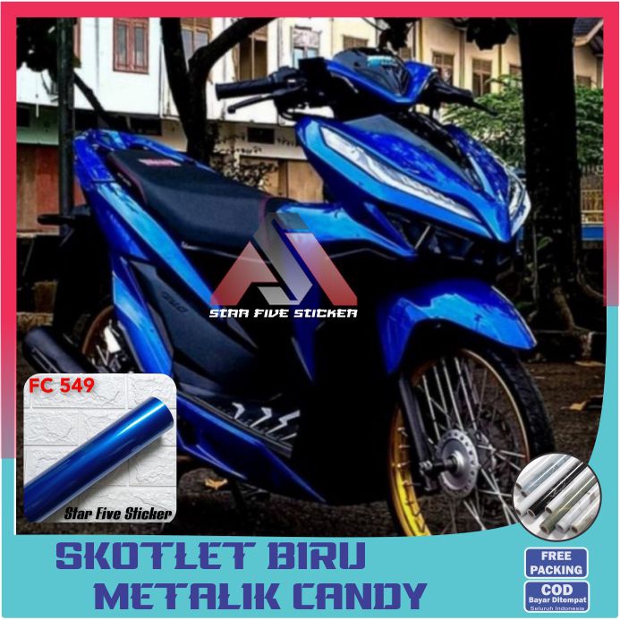 Stiker Skotlet Motor Biru Metalic Candy Sticker Biru Candy Dark Blue
